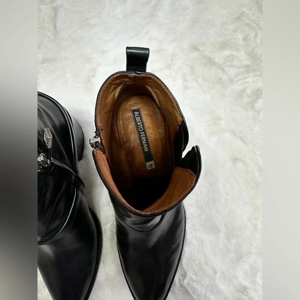 Alberto Fermani Black Leather Ankle Boots